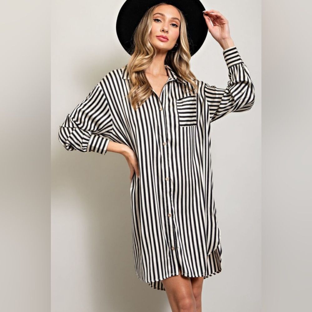 933. STRIPE SHIRT MINI DRESS - Picture 3 of 10